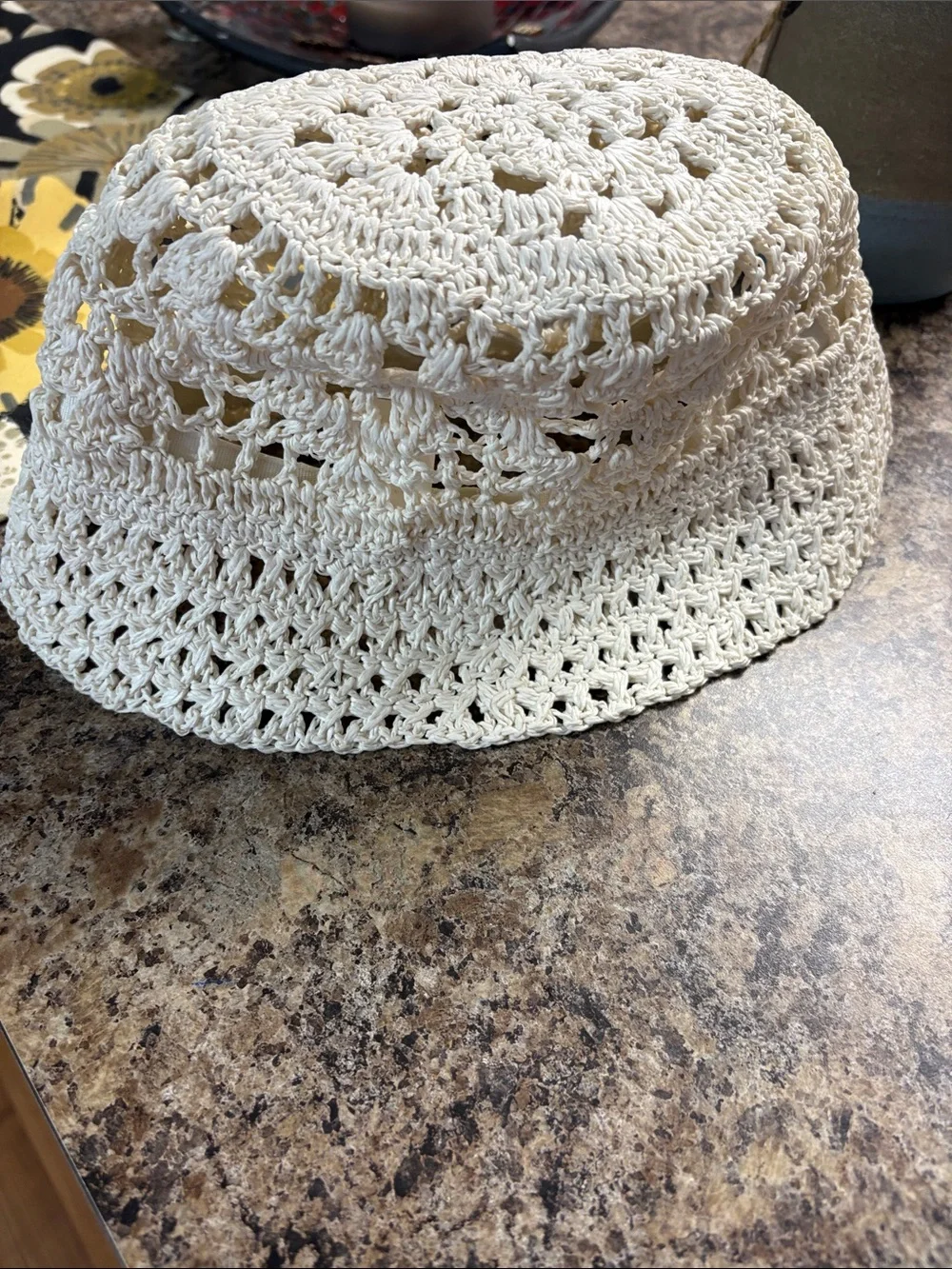 Peter Grimm Cream Crochet Bucket Hat
